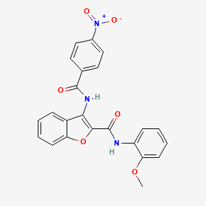 molecular formula C23H17N3O6 B3295473 N-(2-methoxyphenyl)-3-(4-nitrobenzamido)benzofuran-2-carboxamide CAS No. 887891-71-6