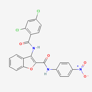 molecular formula C22H13Cl2N3O5 B3295492 3-(2,4-dichlorobenzamido)-N-(4-nitrophenyl)benzofuran-2-carboxamide CAS No. 887898-68-2