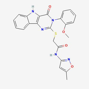 molecular formula C23H19N5O4S B3295548 2-((3-(2-methoxyphenyl)-4-oxo-4,5-dihydro-3H-pyrimido[5,4-b]indol-2-yl)thio)-N-(5-methylisoxazol-3-yl)acetamide CAS No. 888431-10-5
