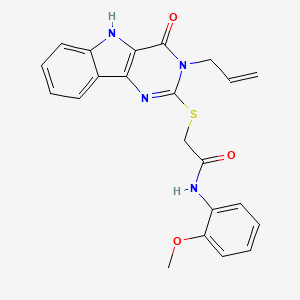 molecular formula C22H20N4O3S B3295604 2-((3-allyl-4-oxo-4,5-dihydro-3H-pyrimido[5,4-b]indol-2-yl)thio)-N-(2-methoxyphenyl)acetamide CAS No. 888447-42-5