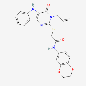 molecular formula C23H20N4O4S B3295617 N-(2,3-dihydro-1,4-benzodioxin-6-yl)-2-{[4-oxo-3-(prop-2-en-1-yl)-3H,4H,5H-pyrimido[5,4-b]indol-2-yl]sulfanyl}acetamide CAS No. 888447-96-9