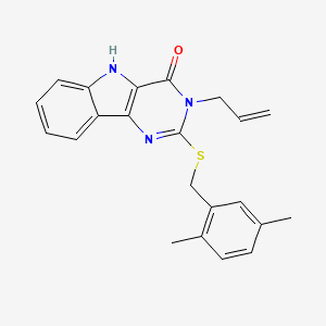 molecular formula C22H21N3OS B3295648 3-allyl-2-((2,5-dimethylbenzyl)thio)-3H-pyrimido[5,4-b]indol-4(5H)-one CAS No. 888450-69-9
