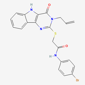 molecular formula C21H17BrN4O2S B3295658 2-((3-allyl-4-oxo-4,5-dihydro-3H-pyrimido[5,4-b]indol-2-yl)thio)-N-(4-bromophenyl)acetamide CAS No. 888452-57-1