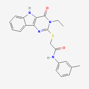 molecular formula C21H20N4O2S B3295684 2-[(3-ethyl-4-oxo-5H-pyrimido[5,4-b]indol-2-yl)sulfanyl]-N-(3-methylphenyl)acetamide CAS No. 888459-32-3