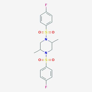 molecular formula C18H20F2N2O4S2 B329575 1,4-Bis[(4-fluorophenyl)sulfonyl]-2,5-dimethylpiperazine 