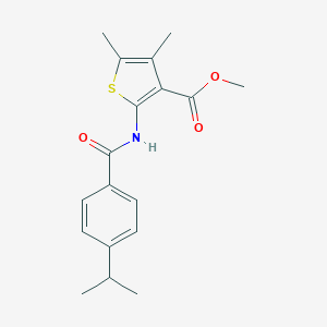 molecular formula C18H21NO3S B329580 Methyl 2-[(4-isopropylbenzoyl)amino]-4,5-dimethyl-3-thiophenecarboxylate 