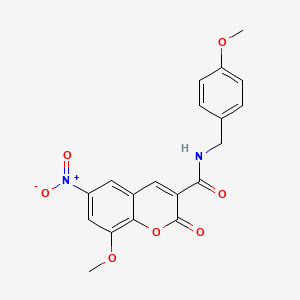 molecular formula C19H16N2O7 B3295849 8-methoxy-N-(4-methoxybenzyl)-6-nitro-2-oxo-2H-chromene-3-carboxamide CAS No. 889958-88-7