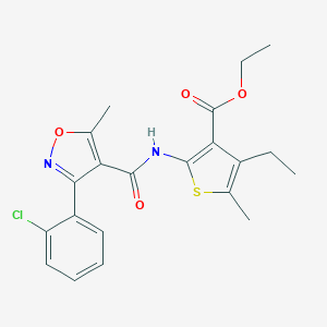 molecular formula C21H21ClN2O4S B329589 Ethyl 2-({[3-(2-chlorophenyl)-5-methyl-4-isoxazolyl]carbonyl}amino)-4-ethyl-5-methyl-3-thiophenecarboxylate 