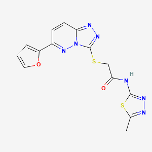 molecular formula C14H11N7O2S2 B3295950 2-((6-(furan-2-yl)-[1,2,4]triazolo[4,3-b]pyridazin-3-yl)thio)-N-(5-methyl-1,3,4-thiadiazol-2-yl)acetamide CAS No. 891099-07-3