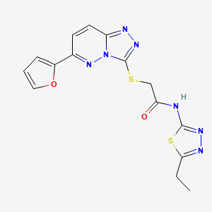 molecular formula C15H13N7O2S2 B3295951 N-(5-ethyl-1,3,4-thiadiazol-2-yl)-2-((6-(furan-2-yl)-[1,2,4]triazolo[4,3-b]pyridazin-3-yl)thio)acetamide CAS No. 891099-14-2