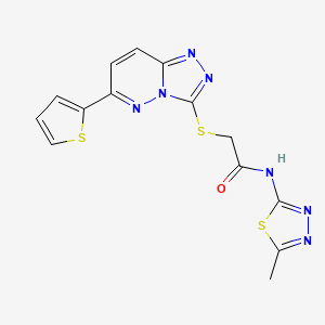 molecular formula C14H11N7OS3 B3295958 N-(5-methyl-1,3,4-thiadiazol-2-yl)-2-{[6-(2-thienyl)[1,2,4]triazolo[4,3-b]pyridazin-3-yl]thio}acetamide CAS No. 891102-05-9
