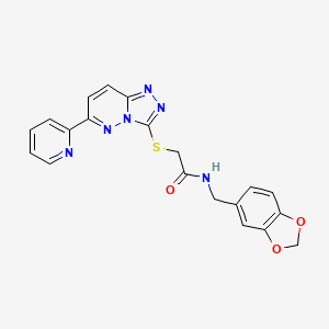 molecular formula C20H16N6O3S B3295963 N-(1,3-benzodioxol-5-ylmethyl)-2-[(6-pyridin-2-yl[1,2,4]triazolo[4,3-b]pyridazin-3-yl)thio]acetamide CAS No. 891104-36-2