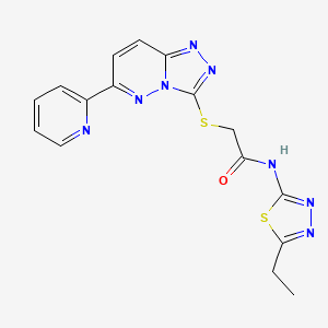 molecular formula C16H14N8OS2 B3295966 N-(5-ethyl-1,3,4-thiadiazol-2-yl)-2-[(6-pyridin-2-yl[1,2,4]triazolo[4,3-b]pyridazin-3-yl)thio]acetamide CAS No. 891104-76-0