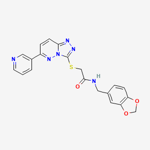 molecular formula C20H16N6O3S B3295971 N-(1,3-benzodioxol-5-ylmethyl)-2-[(6-pyridin-3-yl[1,2,4]triazolo[4,3-b]pyridazin-3-yl)thio]acetamide CAS No. 891107-82-7