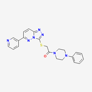 molecular formula C22H21N7OS B3295975 3-{[2-Oxo-2-(4-phenylpiperazin-1-yl)ethyl]thio}-6-pyridin-3-yl[1,2,4]triazolo[4,3-b]pyridazine CAS No. 891108-06-8