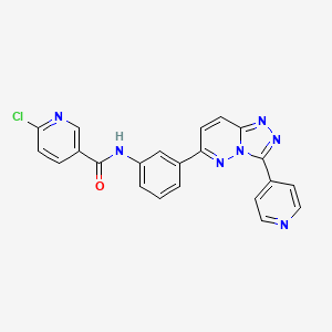 molecular formula C22H14ClN7O B3295979 6-chloro-N-(3-(3-(pyridin-4-yl)-[1,2,4]triazolo[4,3-b]pyridazin-6-yl)phenyl)nicotinamide CAS No. 891112-39-3