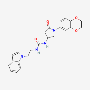 molecular formula C23H24N4O4 B3295989 1-(2-(1H-indol-1-yl)ethyl)-3-(1-(2,3-dihydrobenzo[b][1,4]dioxin-6-yl)-5-oxopyrrolidin-3-yl)urea CAS No. 891114-72-0