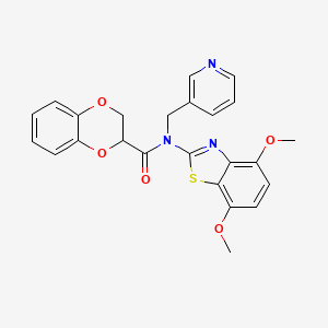 molecular formula C24H21N3O5S B3295996 N-(4,7-dimethoxybenzo[d]thiazol-2-yl)-N-(pyridin-3-ylmethyl)-2,3-dihydrobenzo[b][1,4]dioxine-2-carboxamide CAS No. 891115-59-6