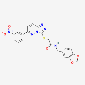 molecular formula C21H16N6O5S B3296019 N-(benzo[d][1,3]dioxol-5-ylmethyl)-2-((6-(3-nitrophenyl)-[1,2,4]triazolo[4,3-b]pyridazin-3-yl)thio)acetamide CAS No. 891122-35-3