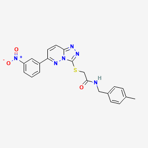 molecular formula C21H18N6O3S B3296022 N-(4-methylbenzyl)-2-((6-(3-nitrophenyl)-[1,2,4]triazolo[4,3-b]pyridazin-3-yl)thio)acetamide CAS No. 891123-95-8