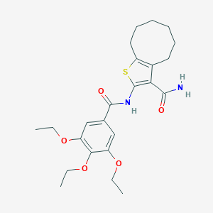molecular formula C24H32N2O5S B329605 2-[(3,4,5-Triethoxybenzoyl)amino]-4,5,6,7,8,9-hexahydrocycloocta[b]thiophene-3-carboxamide 