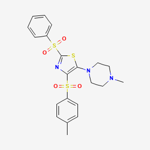 molecular formula C21H23N3O4S3 B3296056 5-(4-Methylpiperazin-1-yl)-2-(phenylsulfonyl)-4-tosylthiazole CAS No. 891389-63-2