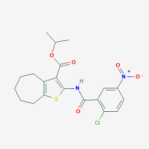 molecular formula C20H21ClN2O5S B329606 isopropyl 2-({2-chloro-5-nitrobenzoyl}amino)-5,6,7,8-tetrahydro-4H-cyclohepta[b]thiophene-3-carboxylate 