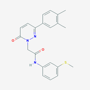 molecular formula C21H21N3O2S B3296067 2-[3-(3,4-dimethylphenyl)-6-oxopyridazin-1(6H)-yl]-N-[3-(methylsulfanyl)phenyl]acetamide CAS No. 891393-71-8