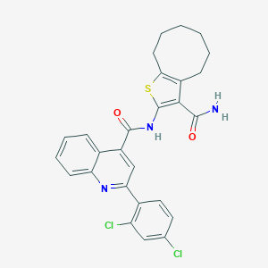 molecular formula C27H23Cl2N3O2S B329608 N-(3-carbamoyl-4,5,6,7,8,9-hexahydrocycloocta[b]thiophen-2-yl)-2-(2,4-dichlorophenyl)quinoline-4-carboxamide 