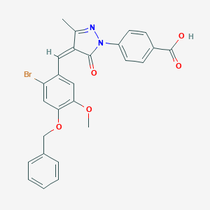 molecular formula C26H21BrN2O5 B329609 4-{4-[4-(benzyloxy)-2-bromo-5-methoxybenzylidene]-3-methyl-5-oxo-4,5-dihydro-1H-pyrazol-1-yl}benzoic acid 