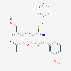 molecular formula C25H22N4O3S B3296134 [5-(3-Methoxyphenyl)-14-methyl-7-{[(pyridin-4-yl)methyl]sulfanyl}-2-oxa-4,6,13-triazatricyclo[8.4.0.0^{3,8}]tetradeca-1(10),3(8),4,6,11,13-hexaen-11-yl]methanol CAS No. 892291-87-1