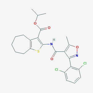 molecular formula C24H24Cl2N2O4S B329614 isopropyl 2-({[3-(2,6-dichlorophenyl)-5-methyl-4-isoxazolyl]carbonyl}amino)-5,6,7,8-tetrahydro-4H-cyclohepta[b]thiophene-3-carboxylate 