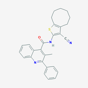 molecular formula C28H25N3OS B329615 N-(3-cyano-4,5,6,7,8,9-hexahydrocycloocta[b]thiophen-2-yl)-3-methyl-2-phenylquinoline-4-carboxamide 