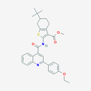 molecular formula C32H34N2O4S B329618 Methyl 6-tert-butyl-2-({[2-(4-ethoxyphenyl)-4-quinolinyl]carbonyl}amino)-4,5,6,7-tetrahydro-1-benzothiophene-3-carboxylate 