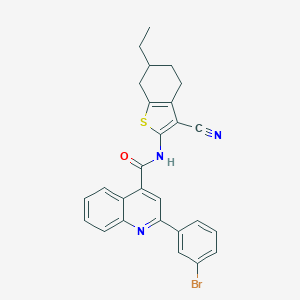 molecular formula C27H22BrN3OS B329619 2-(3-bromophenyl)-N-(3-cyano-6-ethyl-4,5,6,7-tetrahydro-1-benzothiophen-2-yl)quinoline-4-carboxamide 