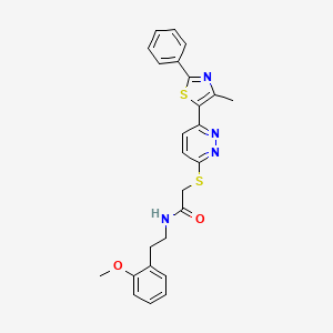 molecular formula C25H24N4O2S2 B3296198 N-(2-methoxyphenethyl)-2-((6-(4-methyl-2-phenylthiazol-5-yl)pyridazin-3-yl)thio)acetamide CAS No. 892417-06-0