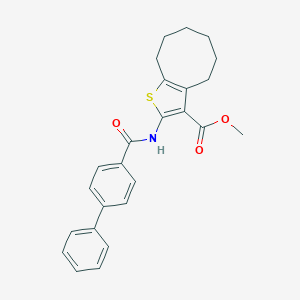 molecular formula C25H25NO3S B329620 Methyl 2-[(biphenyl-4-ylcarbonyl)amino]-4,5,6,7,8,9-hexahydrocycloocta[b]thiophene-3-carboxylate 