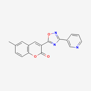 molecular formula C17H11N3O3 B3296229 6-methyl-3-(3-pyridin-3-yl-1,2,4-oxadiazol-5-yl)-2H-chromen-2-one CAS No. 892754-72-2