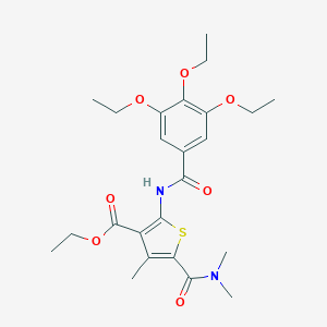 molecular formula C24H32N2O7S B329624 Ethyl 5-(dimethylcarbamoyl)-4-methyl-2-{[(3,4,5-triethoxyphenyl)carbonyl]amino}thiophene-3-carboxylate 