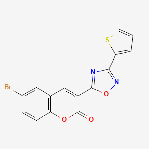 molecular formula C15H7BrN2O3S B3296248 6-bromo-3-[3-(thiophen-2-yl)-1,2,4-oxadiazol-5-yl]-2H-chromen-2-one CAS No. 892758-06-4