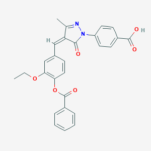 molecular formula C27H22N2O6 B329630 4-{4-[4-(benzoyloxy)-3-ethoxybenzylidene]-3-methyl-5-oxo-4,5-dihydro-1H-pyrazol-1-yl}benzoic acid 