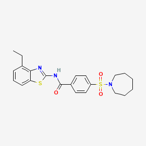 molecular formula C22H25N3O3S2 B3296310 4-(azepan-1-ylsulfonyl)-N-(4-ethyl-1,3-benzothiazol-2-yl)benzamide CAS No. 892857-42-0