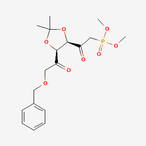 molecular formula C18H25O8P B3296322 dimethyl 2-((4R,5S)-5-(2-(benzyloxy)acetyl)-2,2-dimethyl-1,3-dioxolan-4-yl)-2-oxoethylphosphonate CAS No. 89291-74-7