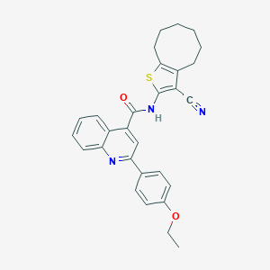 molecular formula C29H27N3O2S B329633 N-(3-cyano-4,5,6,7,8,9-hexahydrocycloocta[b]thiophen-2-yl)-2-(4-ethoxyphenyl)quinoline-4-carboxamide 