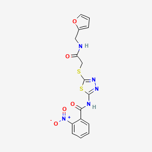 molecular formula C16H13N5O5S2 B3296339 N-[5-[2-(furan-2-ylmethylamino)-2-oxoethyl]sulfanyl-1,3,4-thiadiazol-2-yl]-2-nitrobenzamide CAS No. 893135-82-5
