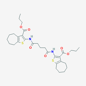 molecular formula C31H42N2O6S2 B329635 dipropyl 2,2'-[(1,5-dioxopentane-1,5-diyl)diimino]bis(5,6,7,8-tetrahydro-4H-cyclohepta[b]thiophene-3-carboxylate) 