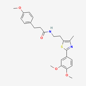 molecular formula C24H28N2O4S B3296377 N-{2-[2-(3,4-dimethoxyphenyl)-4-methyl-1,3-thiazol-5-yl]ethyl}-3-(4-methoxyphenyl)propanamide CAS No. 893359-69-8