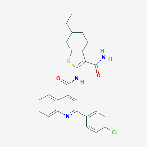 N-(3-carbamoyl-6-ethyl-4,5,6,7-tetrahydro-1-benzothiophen-2-yl)-2-(4-chlorophenyl)quinoline-4-carboxamide