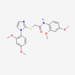 molecular formula C21H23N3O5S B3296398 N-(2,4-dimethoxyphenyl)-2-((1-(2,4-dimethoxyphenyl)-1H-imidazol-2-yl)thio)acetamide CAS No. 893388-38-0