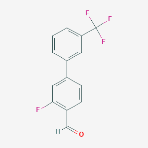 molecular formula C14H8F4O B3296416 3-Fluoro-3'-(trifluoromethyl)-1,1'-biphenyl-4-carbaldehyde CAS No. 893637-55-3